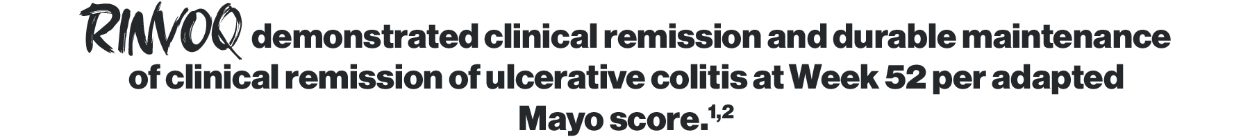 RINVOQ achieved early relief of ulcerative colitis symptoms per partial adapted Mayo score at 2 weeks, and achieved clinical remission at Week 8 per adapted Mayo score.