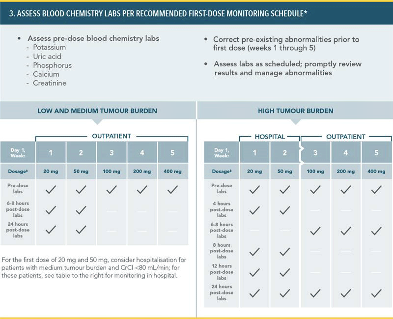 STEP 3: ASSESS BLOOD CHEMISTRY LABS PER RECOMMENDED FIRST-DOSE MONITORING SCHEDULE
