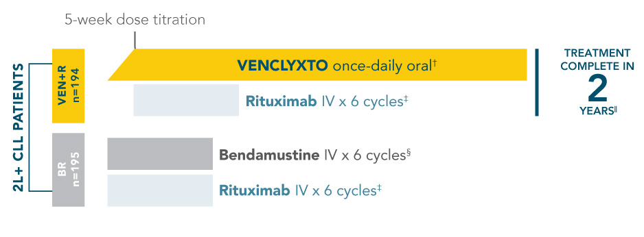 MURANO trial design: treatment was designed to be complete in 2 years