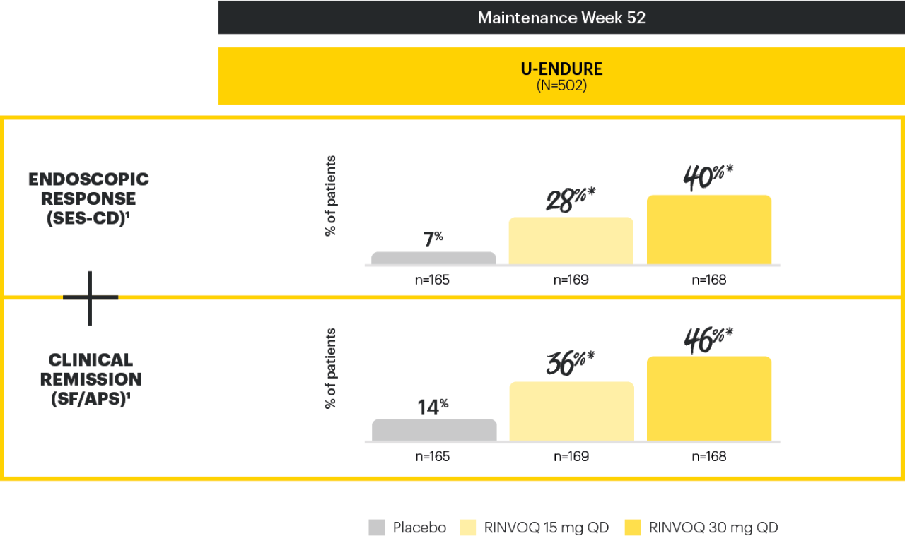 Sustained endoscopic response and durable clinical remission at Week 52 (co-primary endpoints)